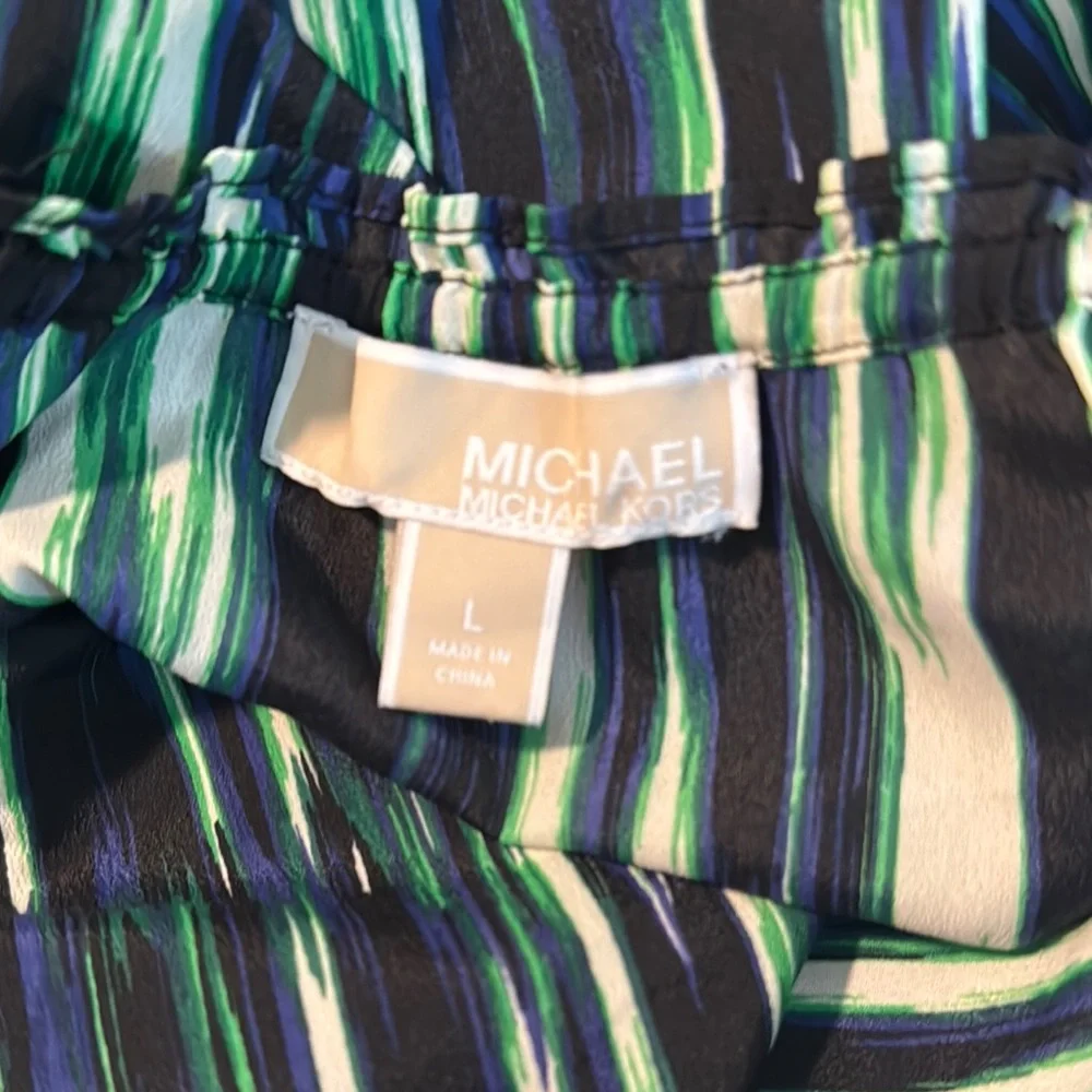 MICHAEL Michael Kors Green and Black Flutter Sleeve Crop Blouse - Picture 4 of 4